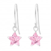 Cercei din argint Stea cu piatra roz DiAmanti DIA23318-Pink